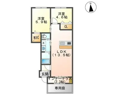 サンモール(2LDK/1階)の間取り写真