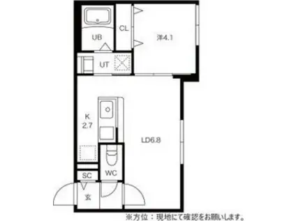 シティレジデンス新札幌(1LDK/2階)の間取り写真