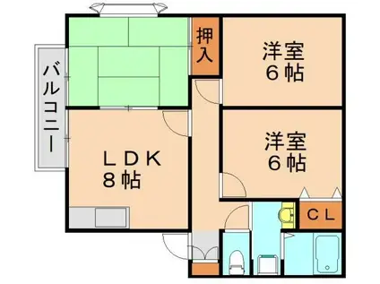 アザレア藤原J棟(3DK/2階)の間取り写真
