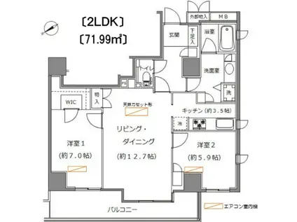 ソプラタワー(2LDK/7階)の間取り写真