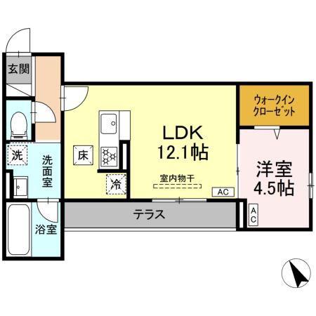 セステナリー西ノ内(1LDK/1階)の間取り写真
