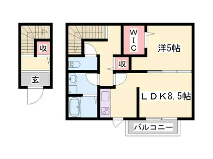 サンスーシ(1LDK/2階)の間取り写真