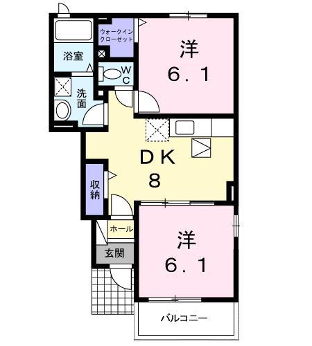 グレイスフルB(2DK/1階)の間取り写真