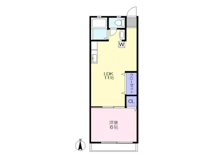 コーポ川見(1LDK/2階)の間取り写真