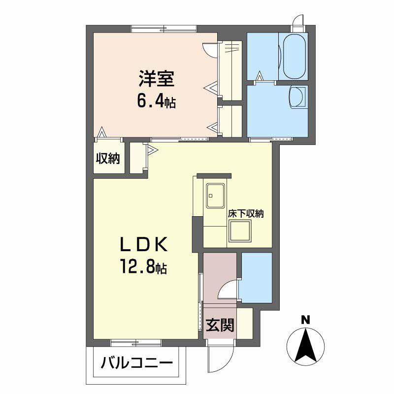 ラ・メゾン柿の木B(1LDK/1階)の間取り写真