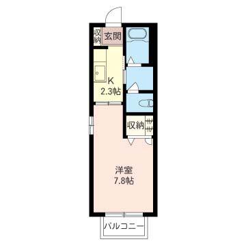 プログレスB(1K/2階)の間取り写真