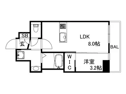 スワンズシティ神戸湊川II(1LDK/11階)の間取り写真