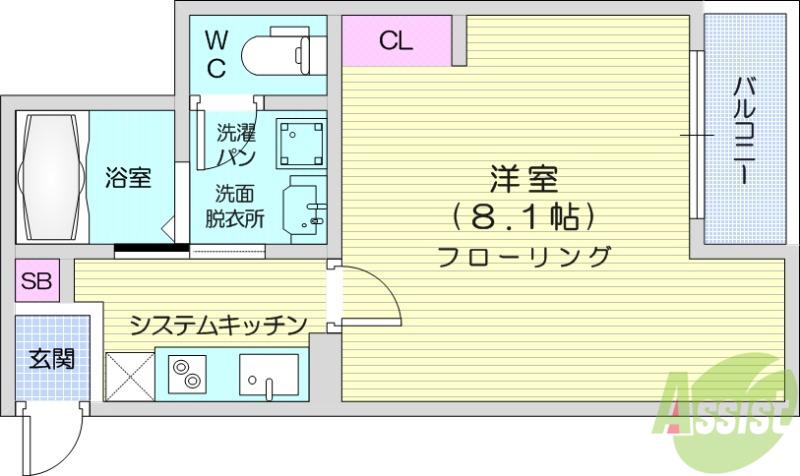 AZUL塩釜3(1K/3階)の間取り写真