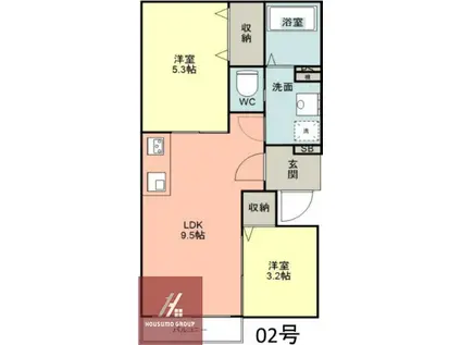 プレシャス神崎川(2LDK/2階)の間取り写真