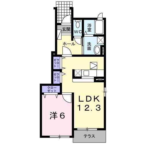 プロムナード里I(1LDK/1階)の間取り写真