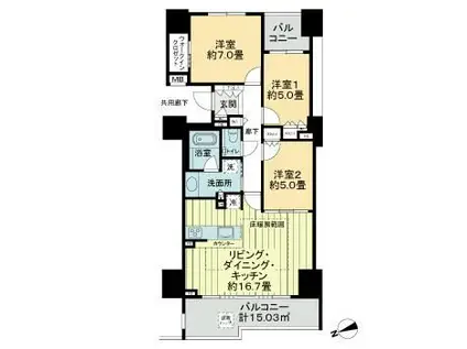 シティテラス目白(3LDK/13階)の間取り写真