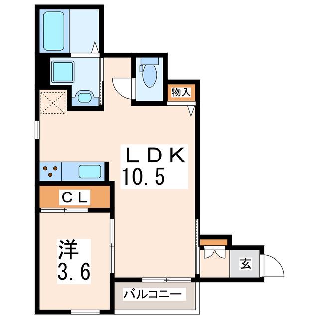 CHARIS水前寺(1LDK/2階)の間取り写真