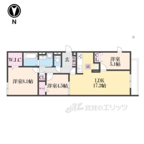 RETOLIA畝傍ウエスト(3LDK/1階)の間取り写真