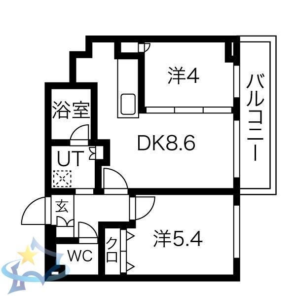 ラ・クラッセ札幌リードスクエア(2LDK/4階)の間取り写真