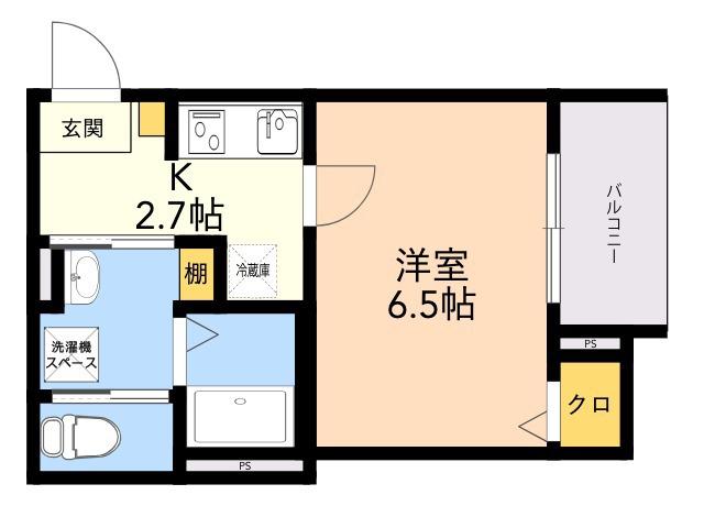ROBOT HOME井尻Ⅲ(1K/2階)の間取り写真