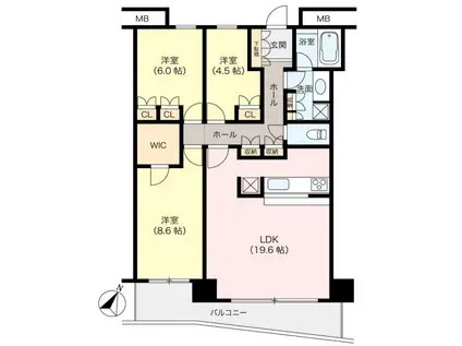 キャピタルマークタワー(3LDK/31階)の間取り写真
