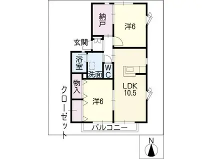 ハートタウン飛鳥C棟(2LDK/2階)の間取り写真