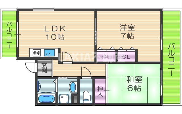 エタプハコネ(2LDK/8階)の間取り写真