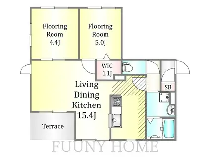 フルブルーム三軒茶屋(2LDK/1階)の間取り写真