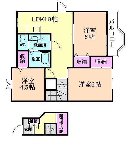 ニイナセレノ(3LDK/2階)の間取り写真
