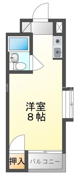 ロータリーマンション西三荘(ワンルーム/3階)の間取り写真