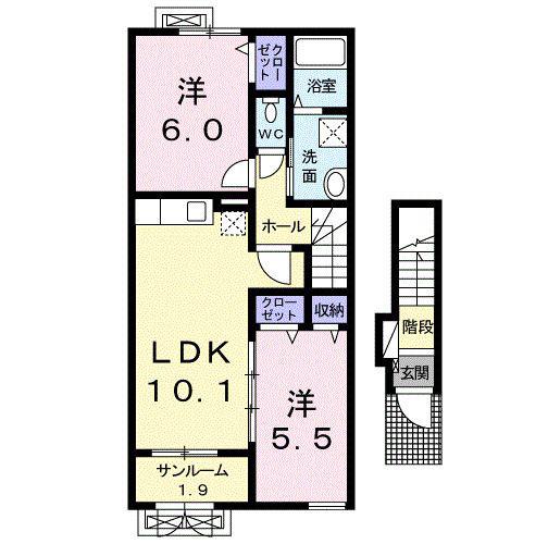 クラール羽咋(2LDK/2階)の間取り写真