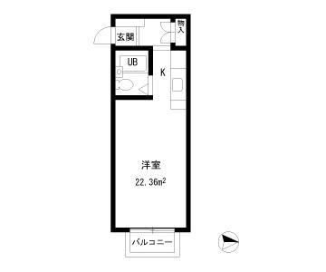 エステートピアエルム(ワンルーム/2階)の間取り写真