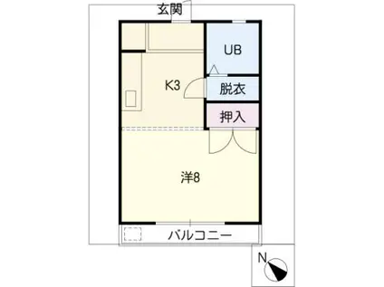 西村ハイツ(1K/2階)の間取り写真