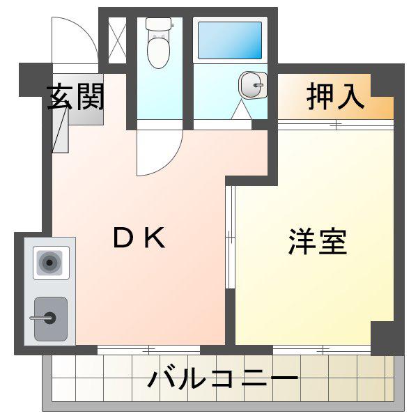 リッツ高丸(1DK/3階)の間取り写真