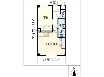 ピュアクリスタル(1LDK/2階)の間取り写真