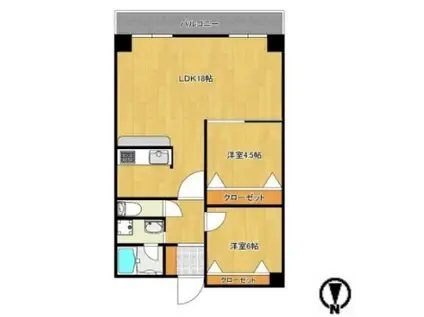 フロレアール・ジーア(2LDK/7階)の間取り写真