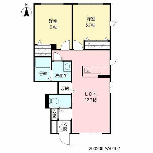 シャーメゾンさくらA棟(2LDK/1階)の間取り写真