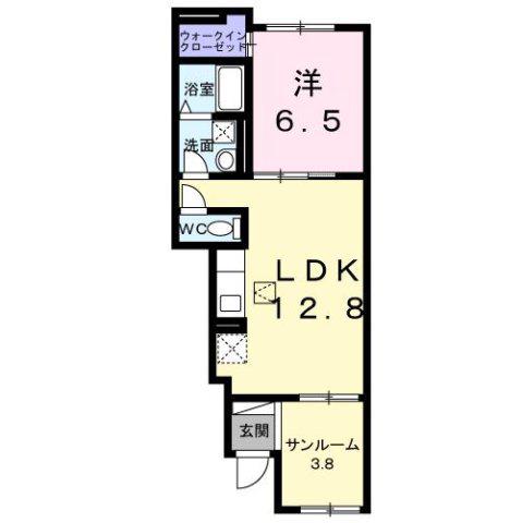 アコヘドール(1LDK/1階)の間取り写真