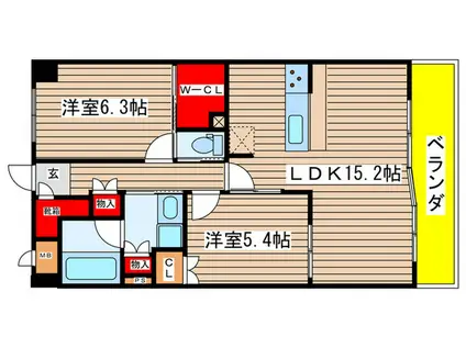 FAMILLE CENTRE(2LDK/2階)の間取り写真