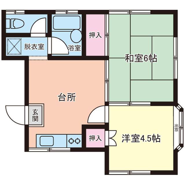 オリーブハウス(2DK/1階)の間取り写真