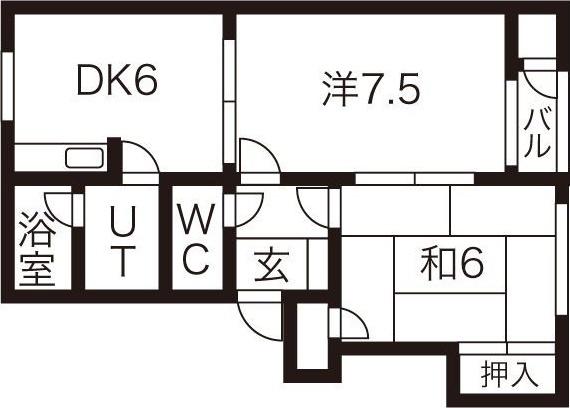 ヴェルディ B棟(2DK/2階)の間取り写真