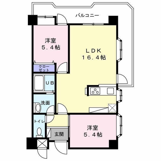 スマイル・コート本厚木(2LDK/4階)の間取り写真