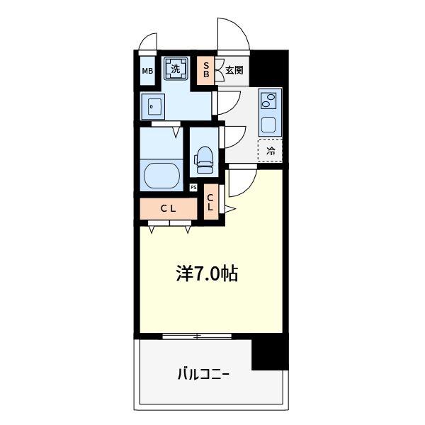 ラシーヌ瓦屋町(1K/12階)の間取り写真