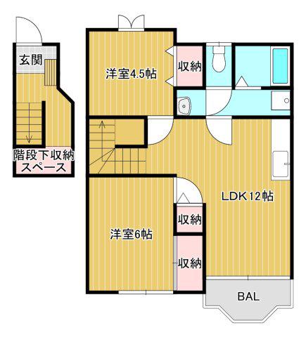 クレスト-ルANAN(2LDK/2階)の間取り写真