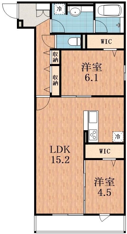 FUTAWA美章園(2LDK/1階)の間取り写真