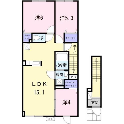 ガッド プレズント(3LDK/2階)の間取り写真