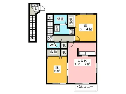 ハーモニーI(2LDK/2階)の間取り写真