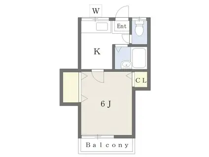 プレジデント湘南(1K/2階)の間取り写真