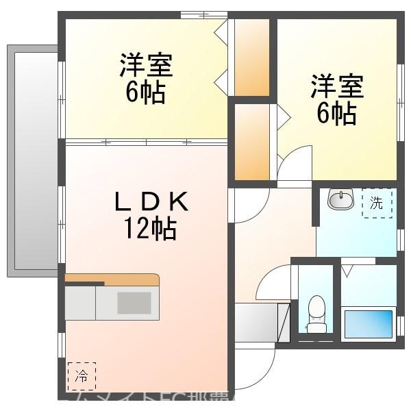 ファミールハイツ(2LDK/2階)の間取り写真