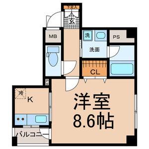 ロアール二子町(1K/2階)の間取り写真