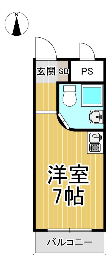 ピュアハウス甲子園(ワンルーム/4階)の間取り写真
