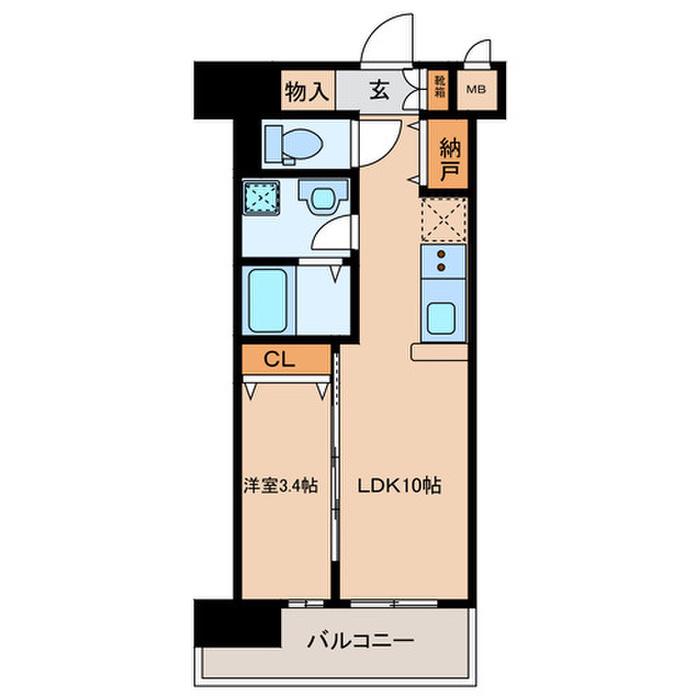 ザ・レジデンス黒崎駅南(1LDK/4階)の間取り写真