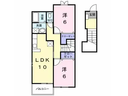 ハイファイン藤(2LDK/2階)の間取り写真