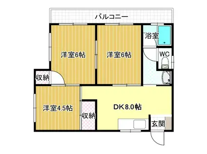 STEADY羽曳野(3DK/2階)の間取り写真