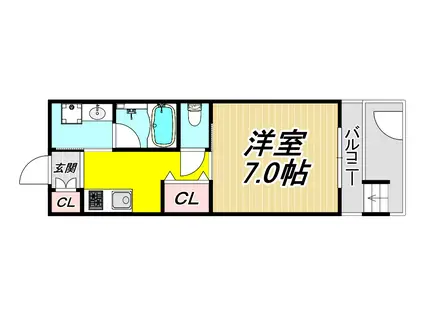 エクセラ塚口II(1K/1階)の間取り写真